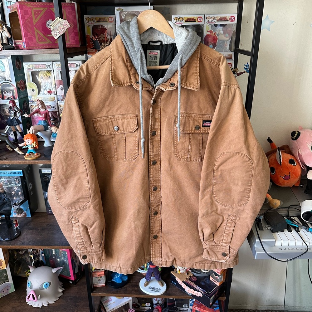 Dickies Canvas Jacket Men’s Size XL Brown Duck Hooded Quilted Workwear Coat